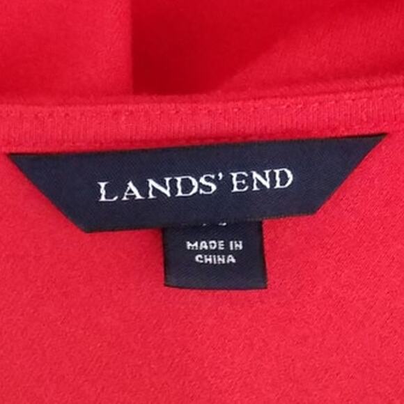 Lands’ End Red Wrap Dress Womens Small 6-8 Belted Fit Flare Classic Chic - Picture 4 of 6